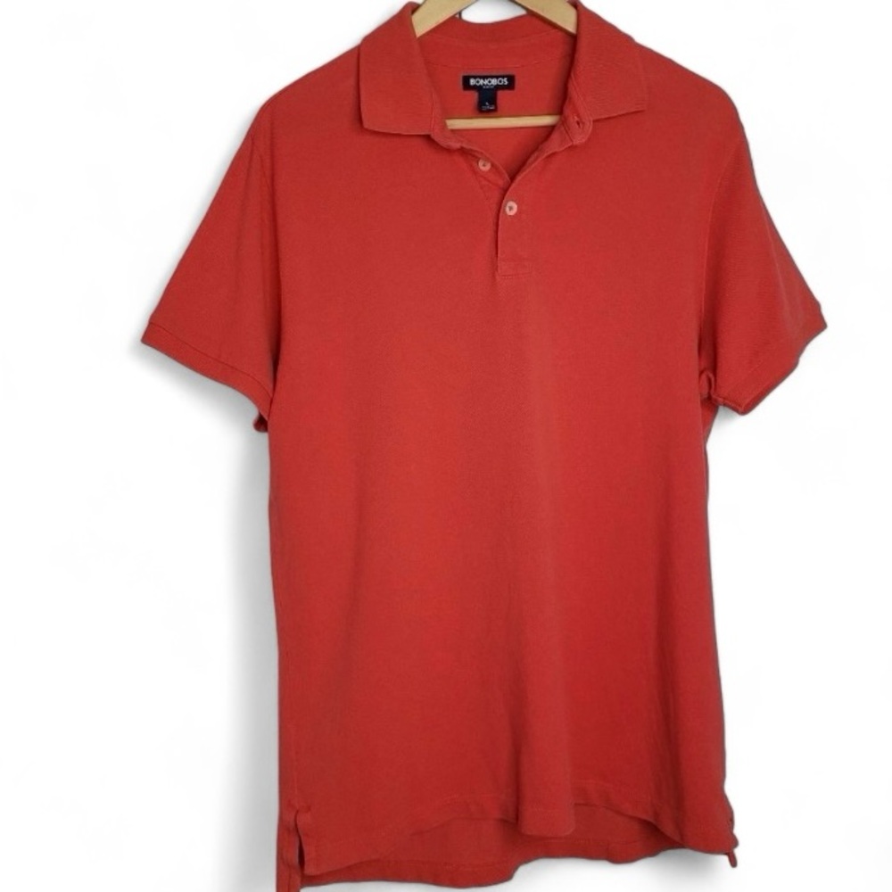 Bonobos Mens Slim Fit Classic Casual 100% Cotton Polo Shirt Red Size  L